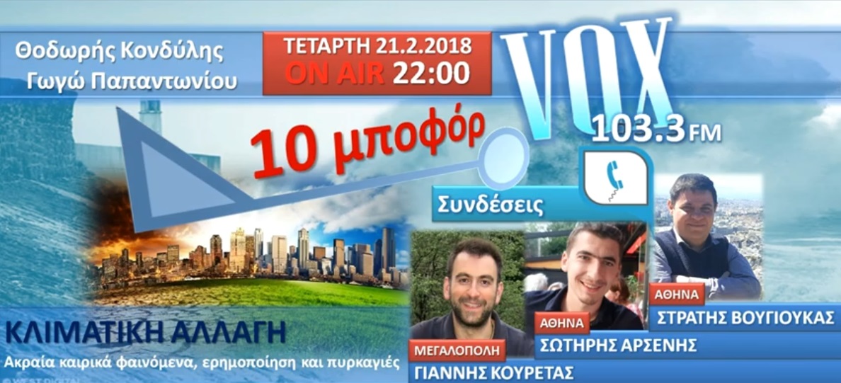 You are currently viewing “10 μποφόρ” VOXFM 103,3 | Κλιματική Αλλαγή | οι συνδέσεις | 21/2/2018