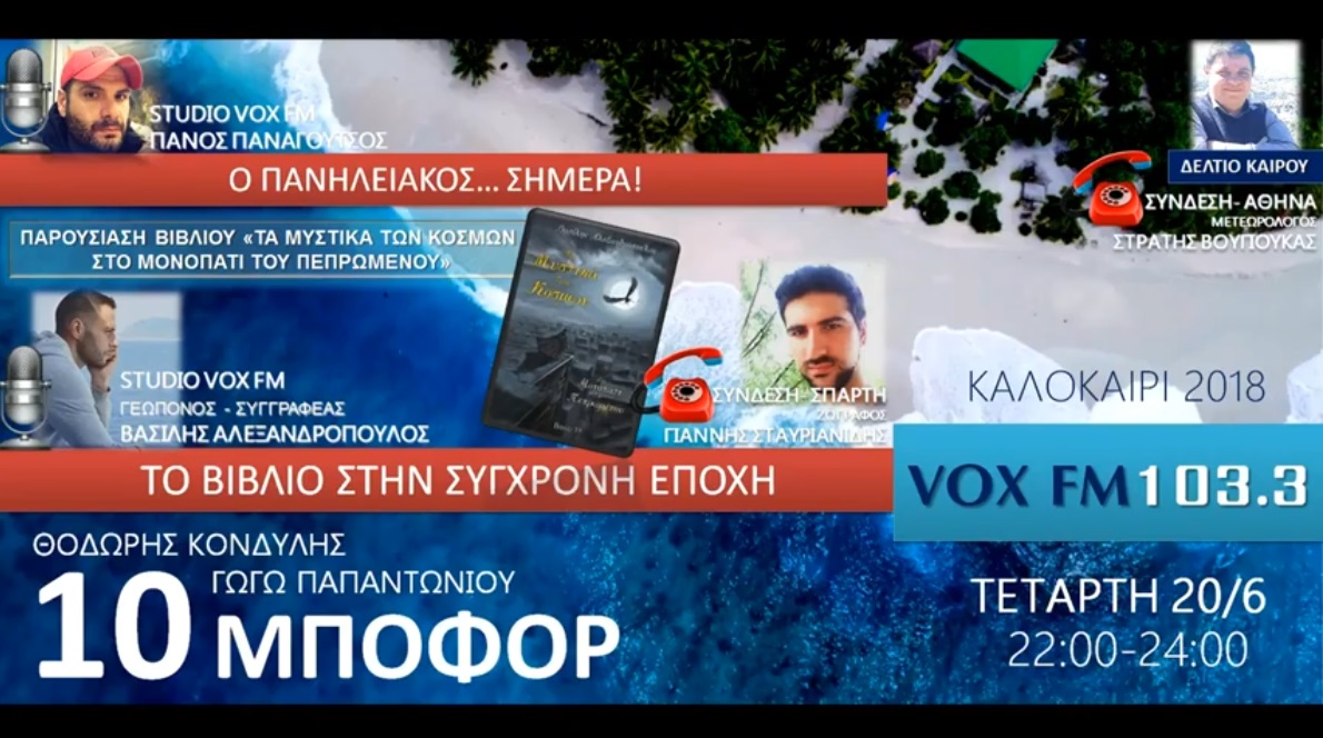 You are currently viewing “10 μποφόρ” VOXFM 103,3 | Τετάρτη 20 Ιουνίου 2018