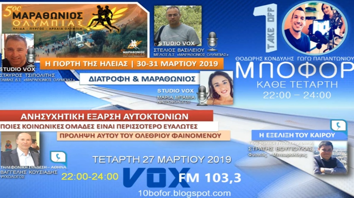You are currently viewing “10 μποφόρ” VOX 103,3 | Τετάρτη 27.3.2019