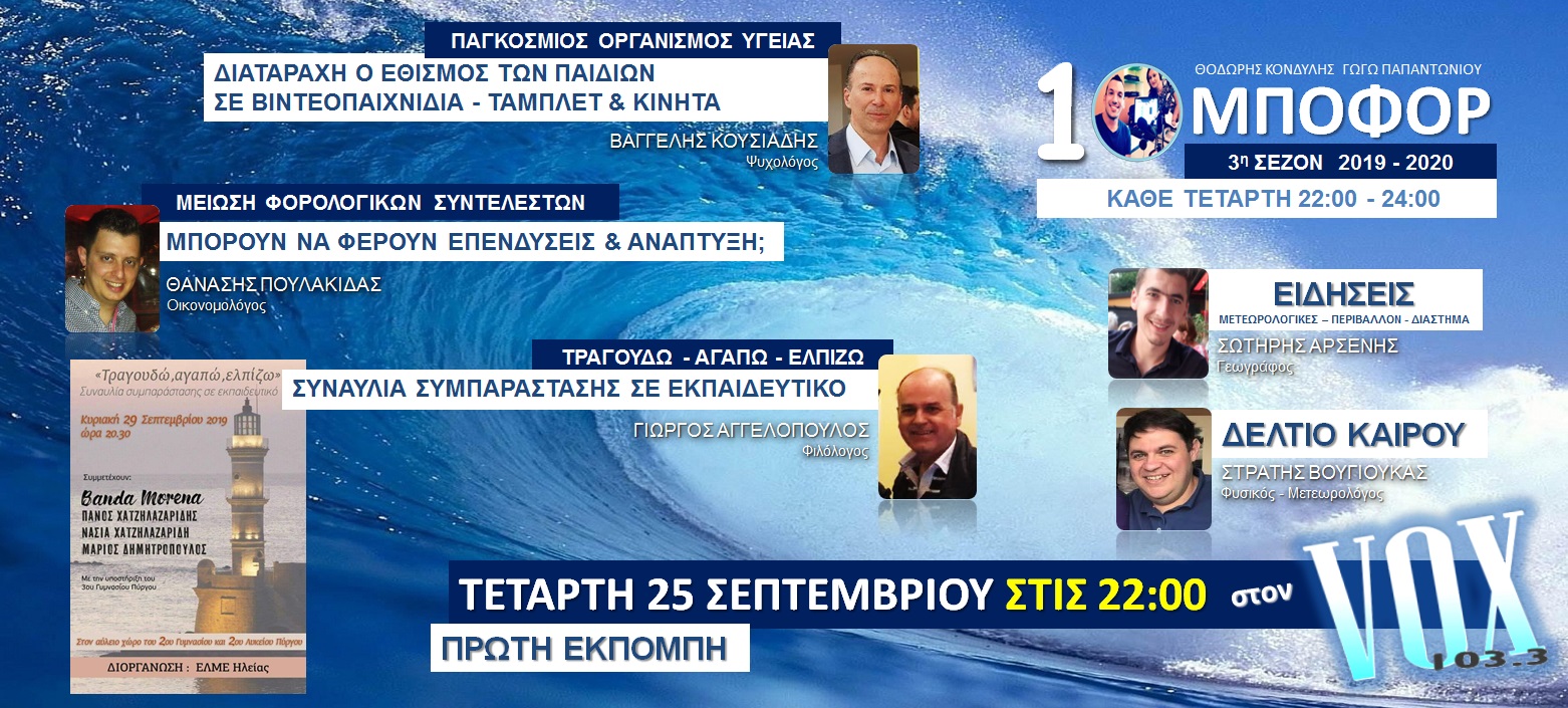 Read more about the article Απόψε στις 22:00 η πρεμιέρα των “10 ΜΠΟΦΟΡ” στον VOX 103.3