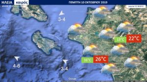 Read more about the article ΔΕΛΤΙΟ ΚΑΙΡΟΥ ΗΛΕΙΑΣ ΠΕΜΠΤΗ 10 – 14.10