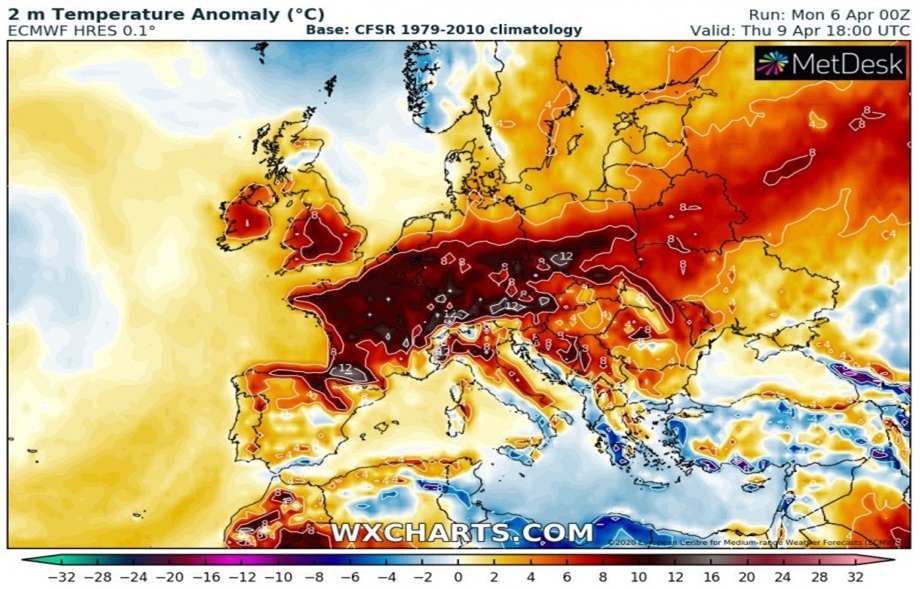 You are currently viewing Ευρώπη: 8 έως 10°C πάνω από τις κανονικές θερμοκρασίες