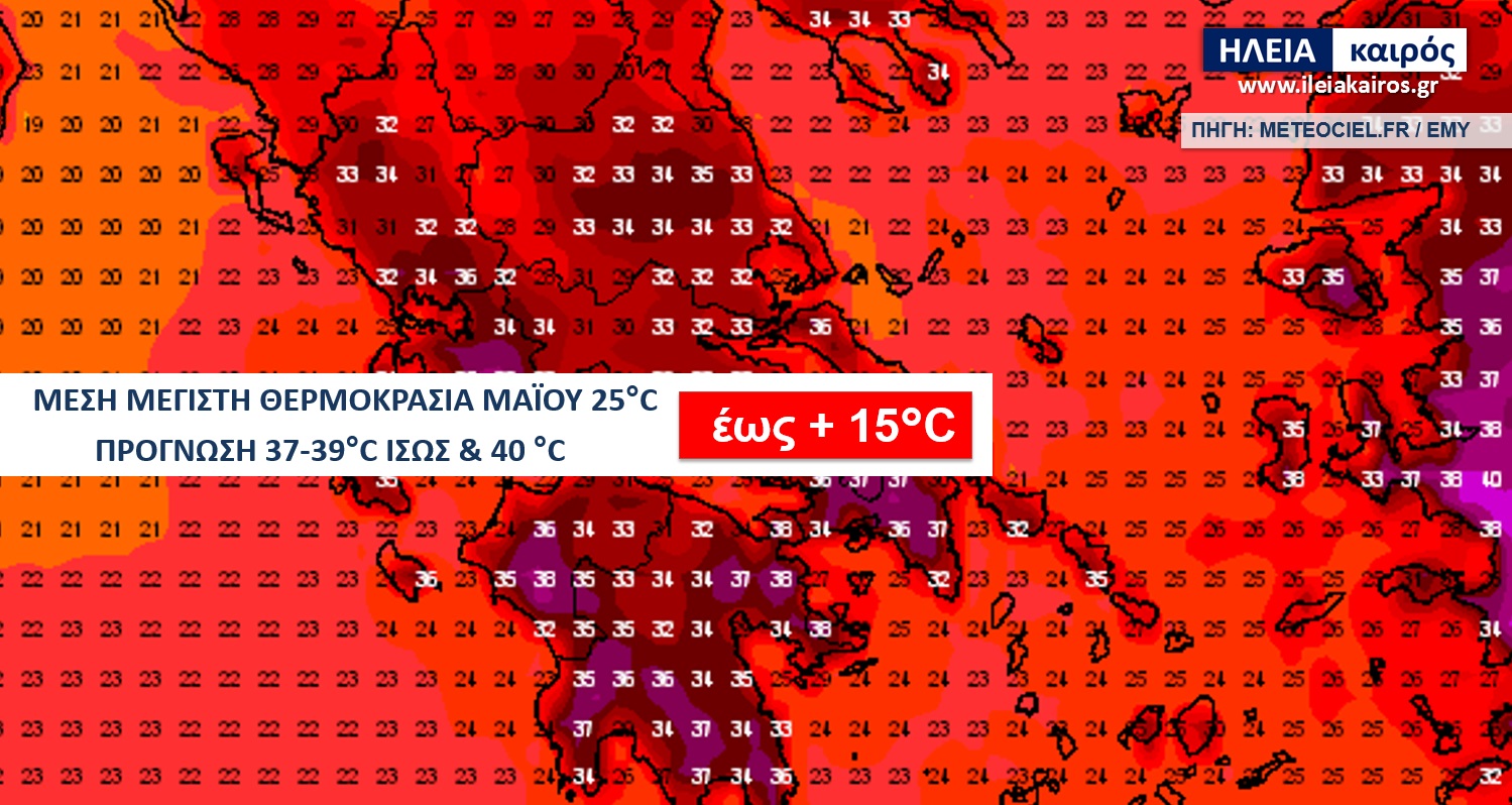 You are currently viewing Ηλεία: Έως +15°C από την μέση μέγιστη θερμοκρασία Μαΐου πιθανότατα να φτάσει το κύμα ζέστης