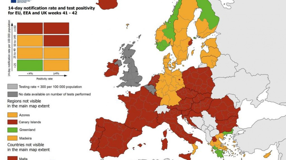 You are currently viewing Covid-19: ECDC- Στο “κόκκινο” η Ευρώπη – Πώς τα πάει η Ελλάδα