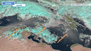 Read more about the article Εντυπωσιακή η εικόνα του δορυφόρου με την σημαντική μεταφορά σκόνης στην Μεσόγειο